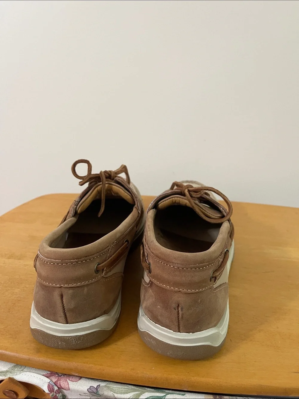 Adirondack Two-Tone Tan & Beige Leather Boat Shoes